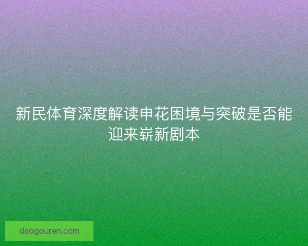 新民体育深度解读申花困境与突破是否能迎来崭新剧本