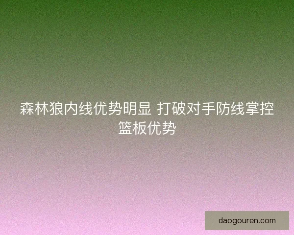 森林狼内线优势明显 打破对手防线掌控篮板优势